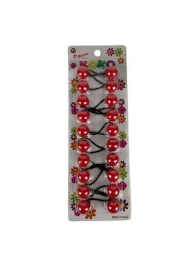 Koko Ponytail Holders Hair Ties Elastics Red Balls 10-Pack Retro Spirit Wear NEW
